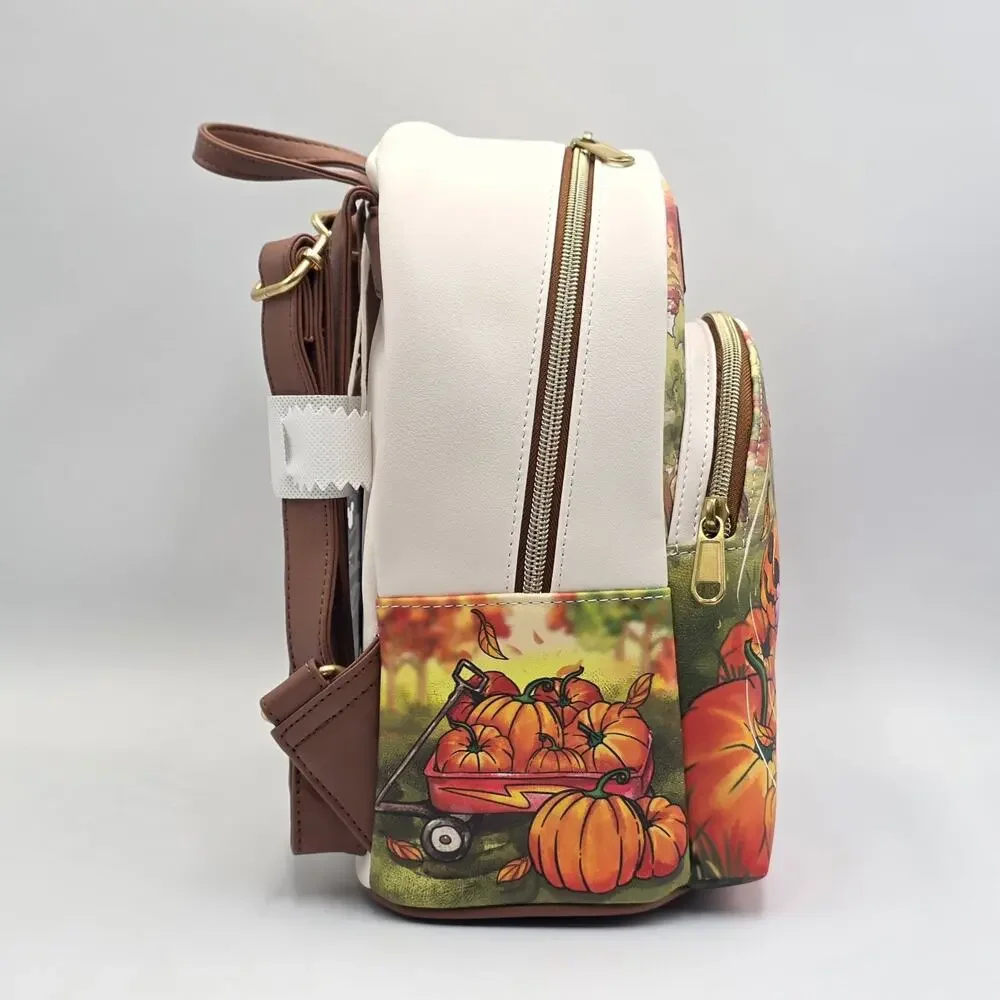 Loungefly Disney Stitch & Angel Pumpkin Patch Halloween Mini Backpack New